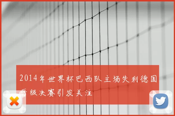 2014年世界杯巴西队主场失利德国晋级决赛引发关注